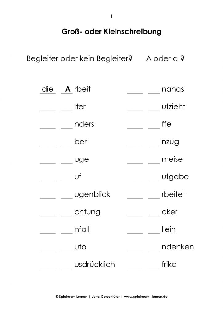 übungen Groß- Und Kleinschreibung Pdf Groß- und Kleinschreibung – Spielraum Lernen