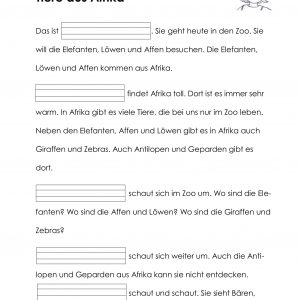 Tiere aus Afrika (für Mädchen)